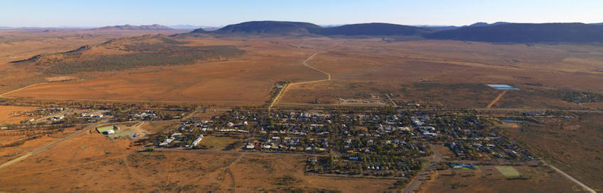 Hawker Township with Jarvis Hill in the background, beyond those hills is the great expanse of Central Australia.